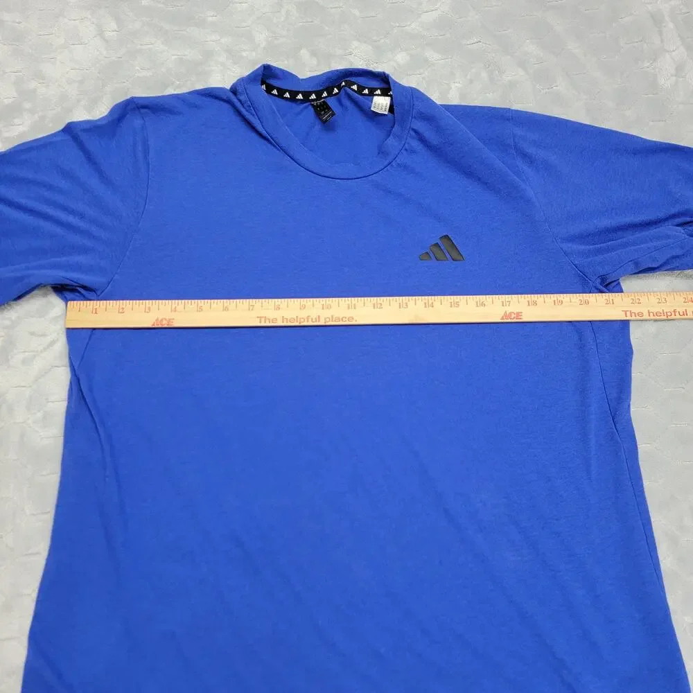 Adidas Aeroready Mens Large Blue Short Sleeve Athletic Training T-Shirt Tee